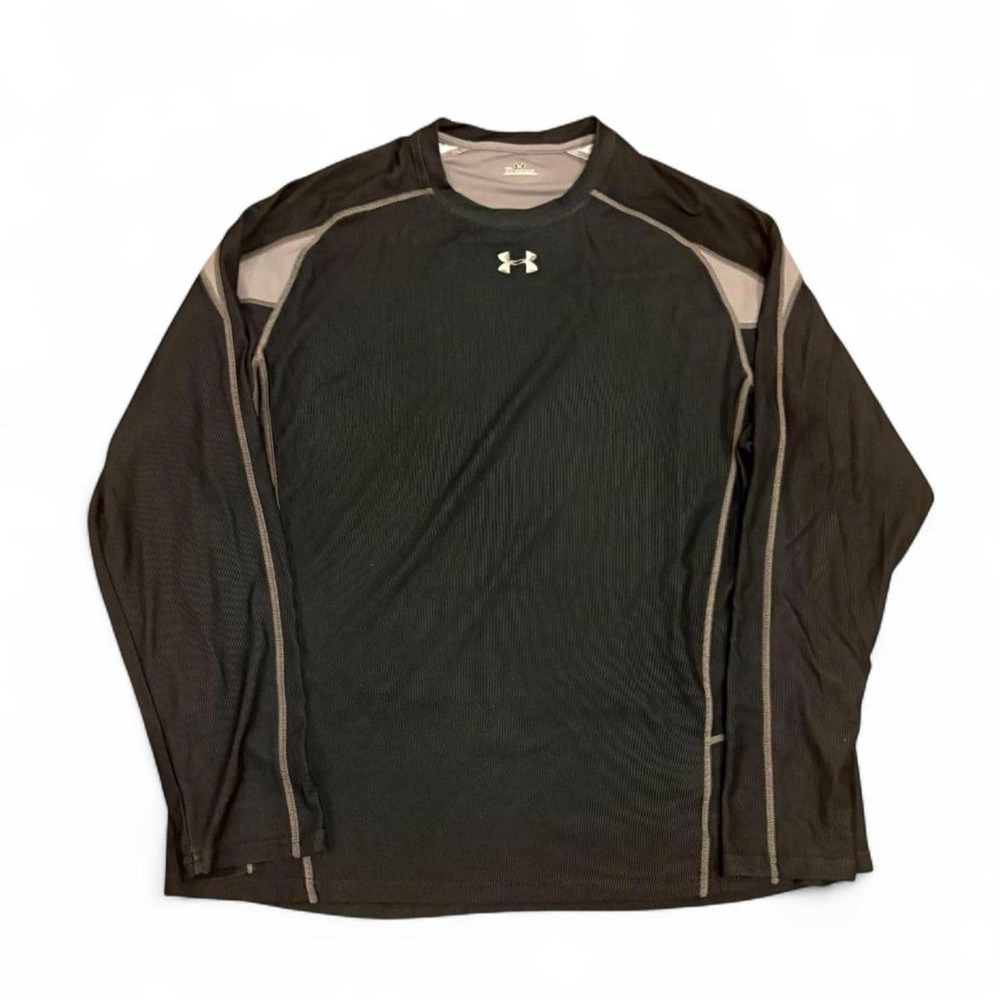 Under Armour Metal Mens Black Gray Long Sleeve Performance Shirt XXL